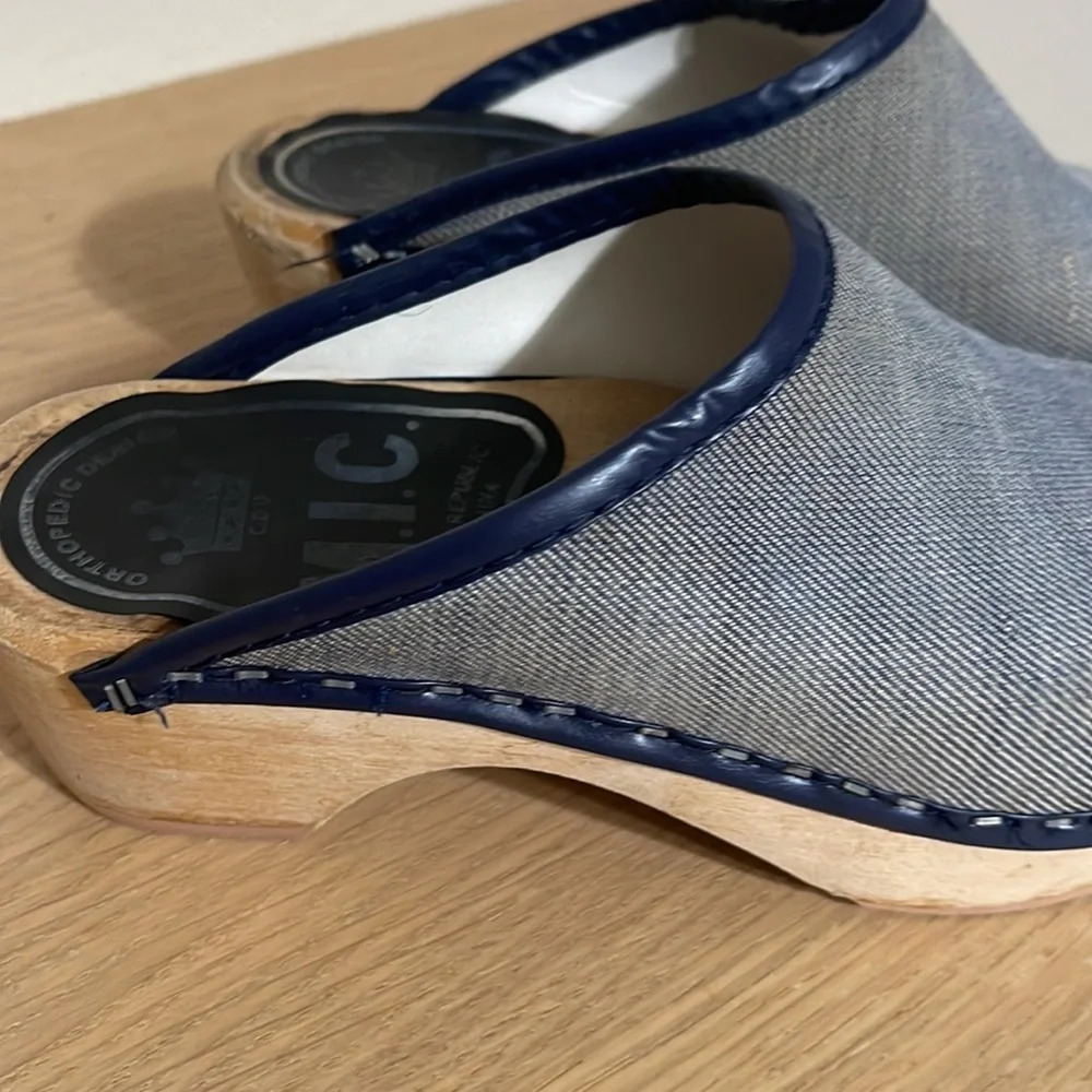 M.I.C. Vintage wooden Clogs Mules Orthopedic Design size 6 blue - Picture 12 of 17